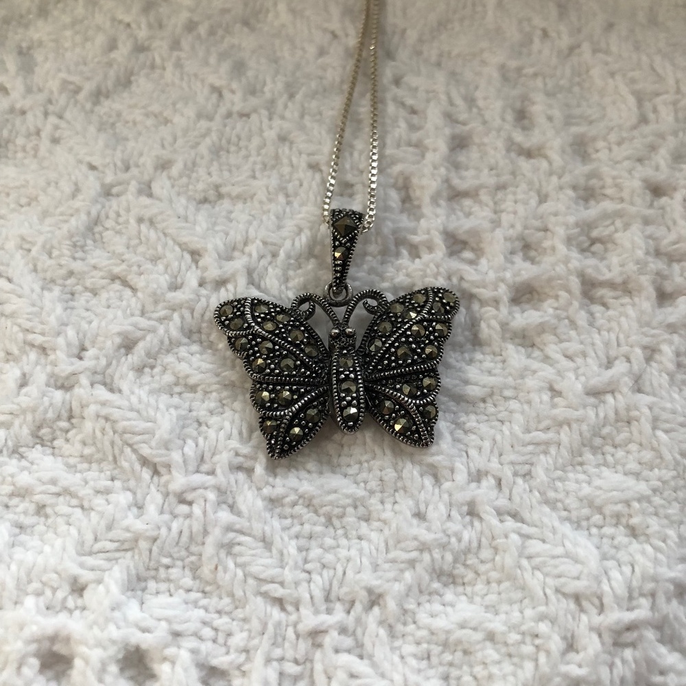 Vintage marcasite butterfly necklace